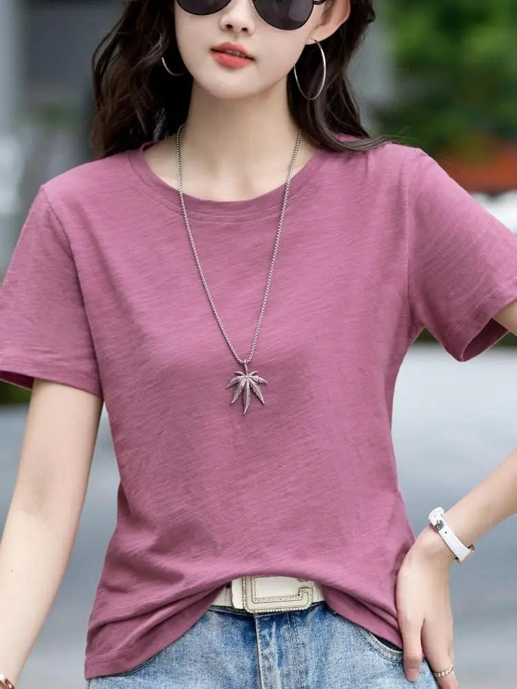 Oversized Summer T shirts for Women Casual Female Korean Streetwear Tees Unisex Basic Solid Young Cool Tops