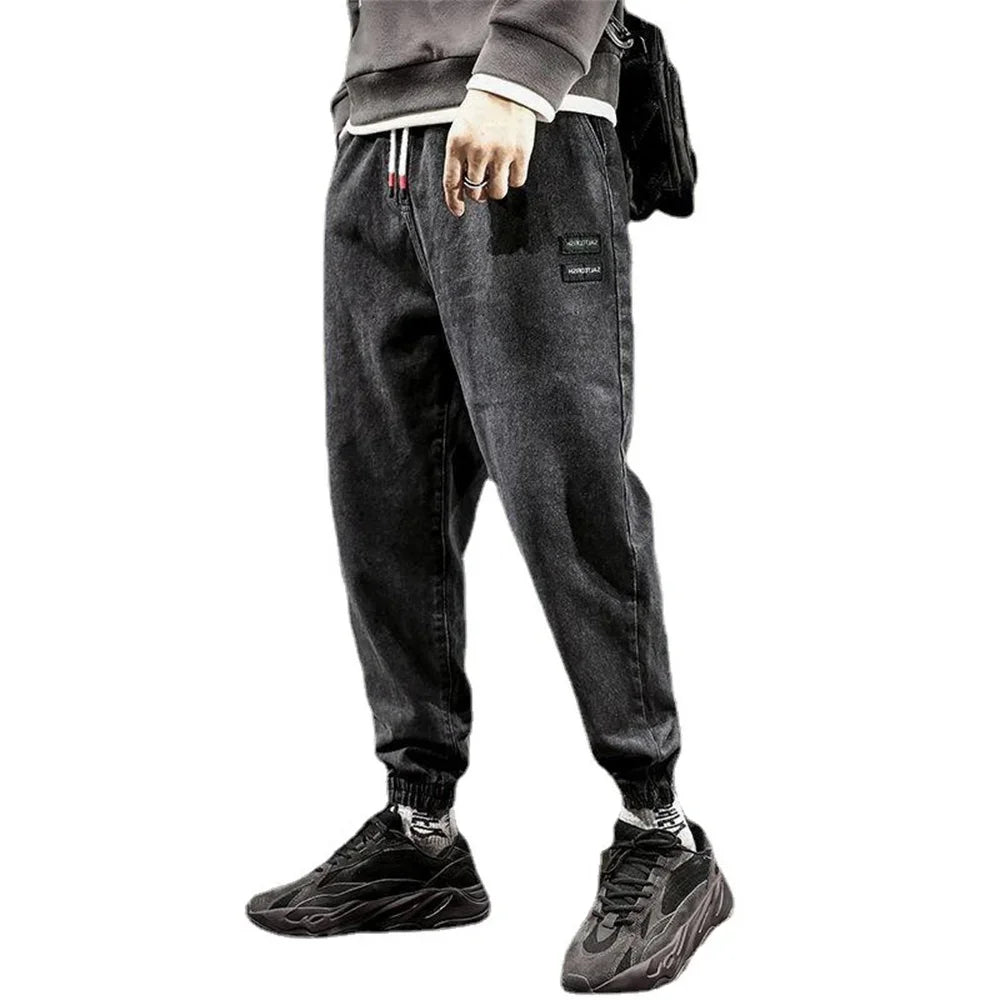 Spring Designer Fashion Men Jeans Retro Black Gray Vintage Casual Denim Harem Pants Ripped Jeans Men Wide Leg Taper Men Jeans