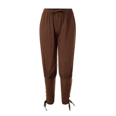 New Trendy Men's Casual Trousers Drawstring Pants Medieval Pirate Trousers Cotton and Linen Streetwear Pants Daily Wear