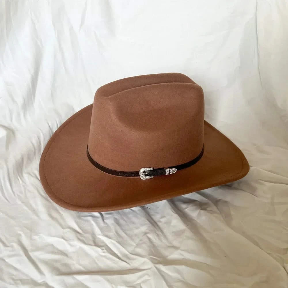 Men's Western Women's Cowboy Hat Army Green Men's Women's Cowboy Jazz Hat Wide Brim Felt Fedora Sombrero Hombre