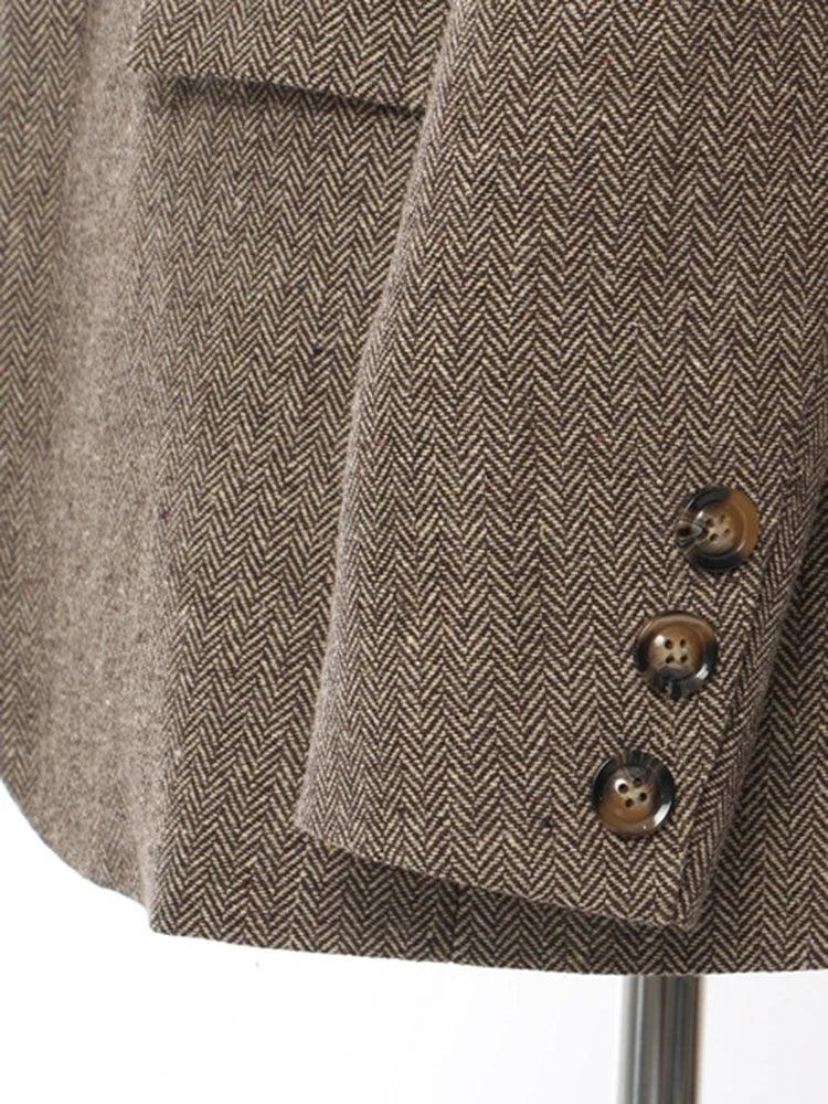 DEAT Fashion Women's Blazer Notched 3D Flower Decorate Twill Woolen Fabric Single Button Suit Jackets Summer 2024 New 1DH5936