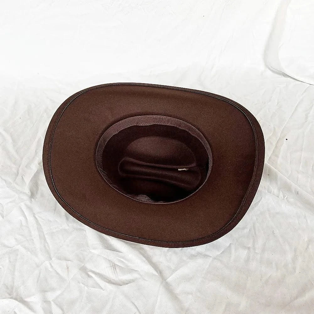 Men's Western Women's Cowboy Hat Army Green Men's Women's Cowboy Jazz Hat Wide Brim Felt Fedora Sombrero Hombre