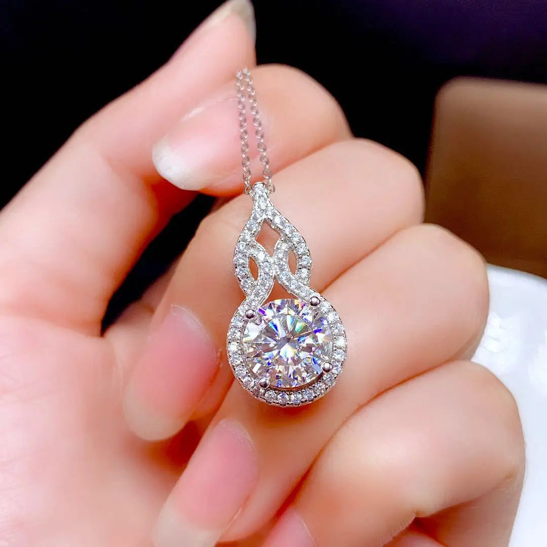 2ct Lab Diamond Solitaire Pendant Necklace 925 Sterling Silver Choker Statement Necklace Women Silver 925 Jewelry With Box Chain