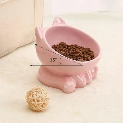 Cat And Dog Rice Bowl Pet Accessories Ceramic Diagonal High Feet Stable Cute Protection Cervical Spine Cat Dog Drinking Bowls ﻿