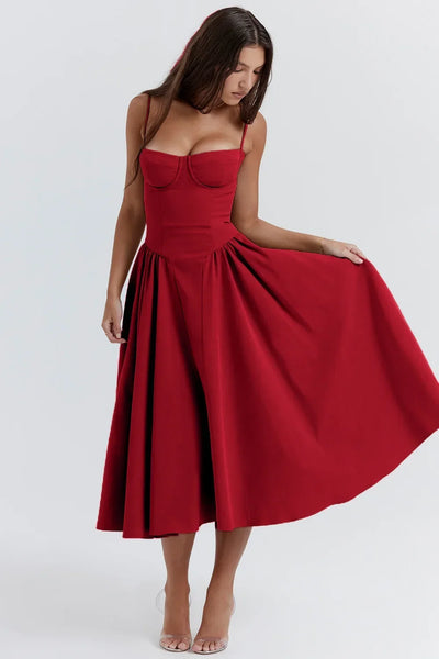 Summer Long Dresses for Women French Retro Spaghetti Straps Dress Corset Slim Sexy Elegant Classy Flower Print  Backless Dresses