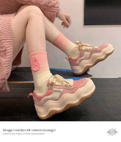 Women New Fashion Sneakers Autumn Casual Brand Shoes Woman Thick Soled Canvas Platform Designer Women Light Flat Versatile Shoes