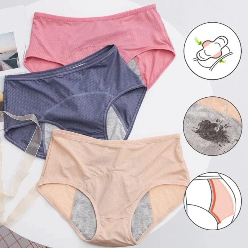 Women Physiological Panties Period Menstrual Underwear Leak Proof with Breathable Hole Lingerie Plus Size L-6XL