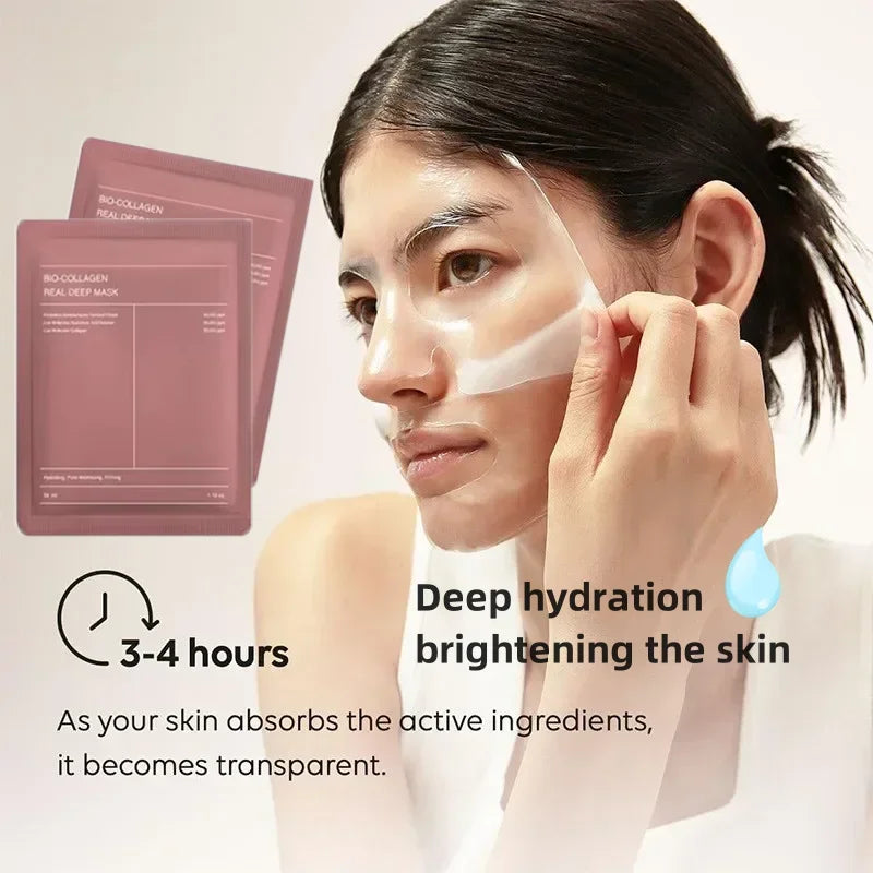 1/5 PCs Bio Collagen Face Mask Shrink Pores Deep Hydrating Overnight Mask Moisturizing Refreshing Brightening Face Skin Care