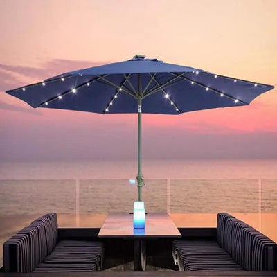 Solar LED Lighted Patio Umbrella Cantilever Hanging Umbrella with 8 Brightness Modes Outdoor Decors Suitable for Courtyard