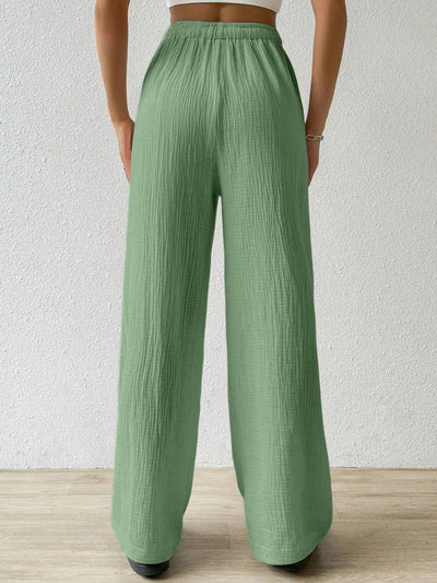 Wide Leg Floor Length Pants Women Drawstring Pant Loose Y2k Streetwear Capris Pockets Casual Sports Summer High Waist Basics