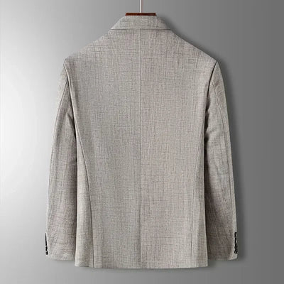 Spring Autumn Men's Blazer Luxury Plaid Jacquard Casual Suit Jacket Gray Blue Beige Loose Male Coat Costume Homme