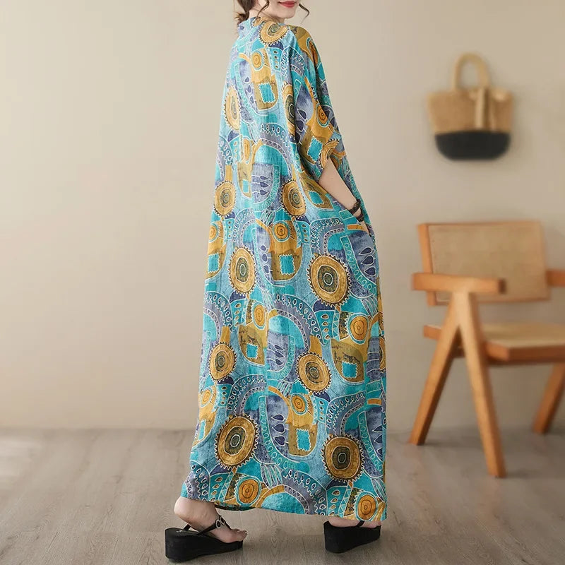 Summer Dress for Women Clothing Streetwear Ethnic Style Bohemian Beach Vintage Clothes Casual Fashion Harajuku Loose Streetwear