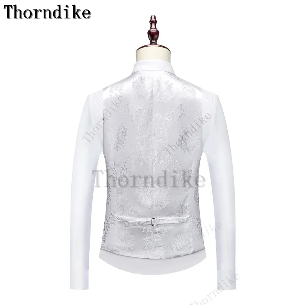 Thorndike Classic White Groom Tuxedo Groomsmen One Buttons Royal Blue Peaked Lapel Best Man Suit Wedding Men's Blazer Costume