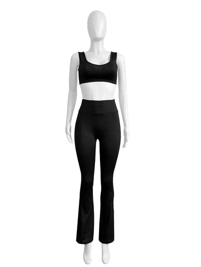 2024 Autumn Solid Women Tracksuits Slim 3 Piece Sets Tank Crop Tops + Zipper Long Sleeve Jackets + High Waist Flare Pants Suits