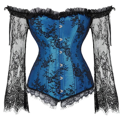 Women's Corset Gothic Style Corsets Lace-up Bustier with Sleeves Breathable Bodyshaper Corsetto Medieval Dance Party Costumes