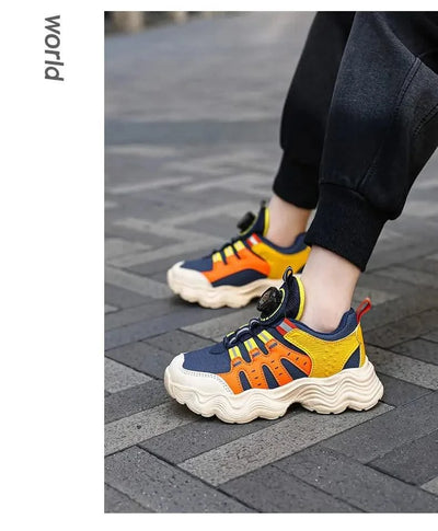 Children's Sports Shoes New Fashion Boys' Casual Sneakers Soft Soled Boys' and Girls' Rotating Buckle Anti Slip Running Shoes