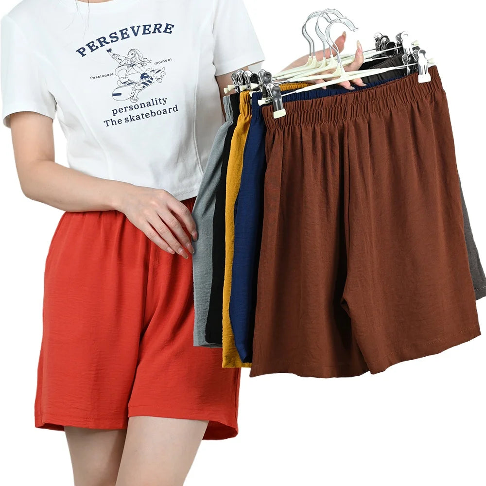 Summer Women Wide-leg Shorts Lady Elastic High Waist Loose Casual Hot Pants Female Large Size Beach Shorts Girls Cargo Trousers