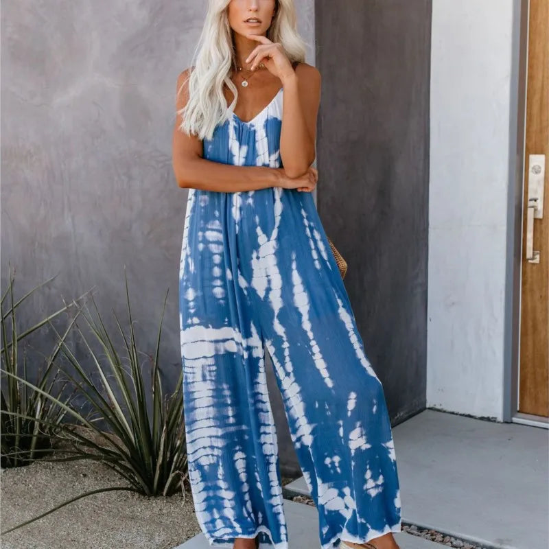 Women's Jumpsuit Suspenders Sexy Wide Leg Casual Printed Trousers Versatile Women's Trousers Jampsuit Jumpsuit Women
