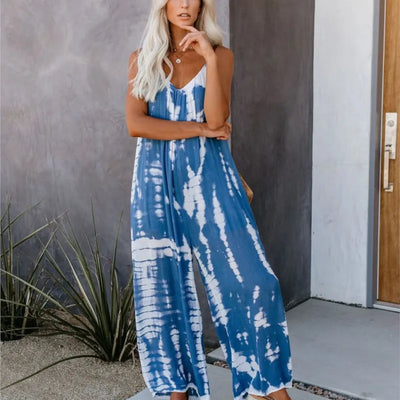 Women's Jumpsuit Suspenders Sexy Wide Leg Casual Printed Trousers Versatile Women's Trousers Jampsuit Jumpsuit Women