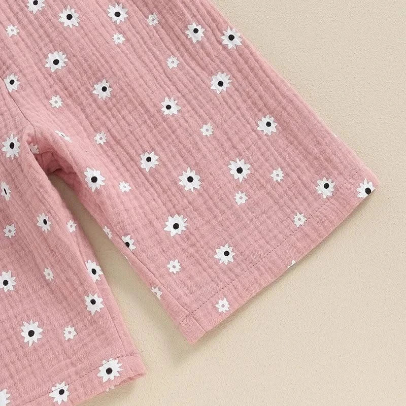 Toddler Kids Clothes Girls Summer Overalls Cotton Floral Print Backless Bowknot Rompers Jumpsuits  Baby Clothing
