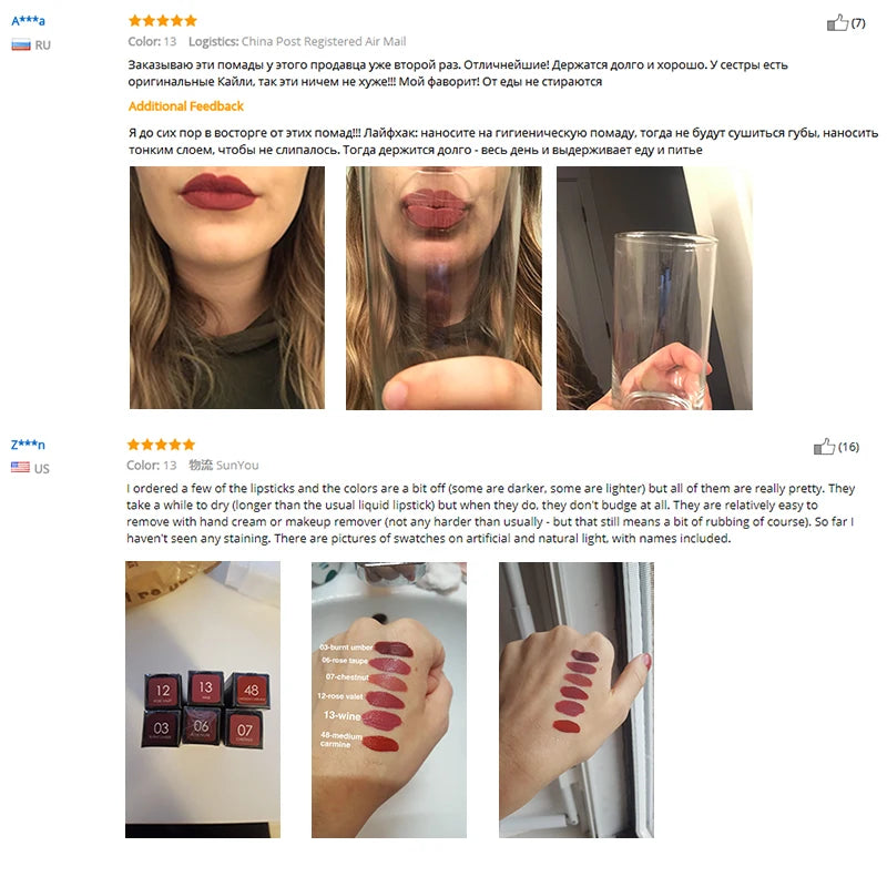 FOCALLURE Matte Liquid Lipstick Waterproof Long-lasting Lightweight Lip Gloss Lips Glaze Lips Tint Makeup for Women's Cosmetics