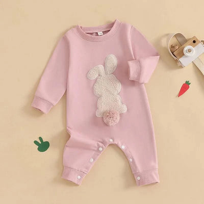 Rabbit  Embroidered Jumpsuit for Infants and Young Children  |Spring Easter | Long Crawling Clothes