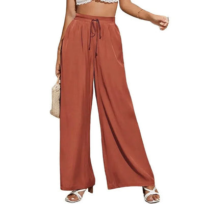 Women's Wide Leg Pants High Waist Casual trousers Solid Color Elastic Waist Tie Belt Loose Sweatpants gym pantalones de mujer