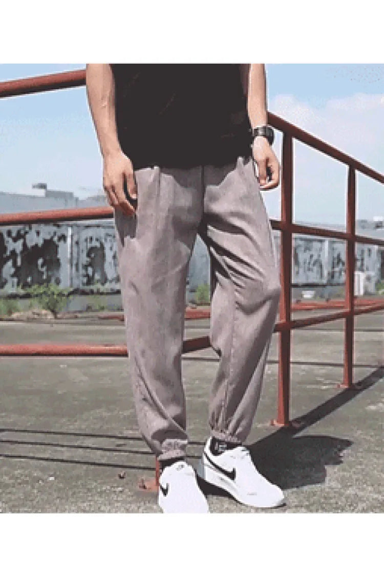 Men's Cotton and Linen Trousers Harem Pants Cuffed Fashion Trousers Linen Slim Pants Beach Pants Joggers Streetwear Loose Pants
