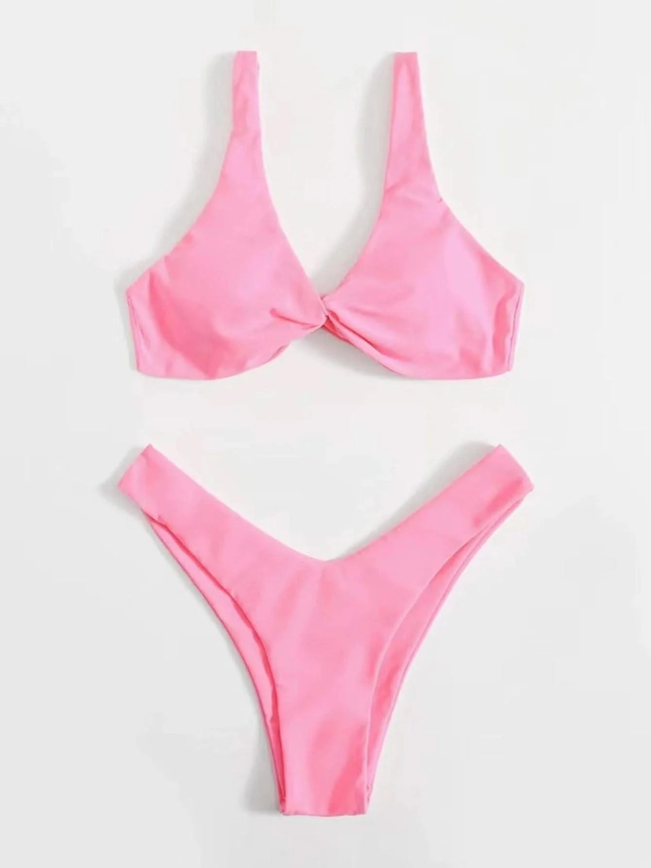 OIINAA Bathing Suit Women Solid Sexy Swimsuit Bow Tie Drawstring Lace Up Summer Bikini Set Two-pieces Beachwear Thong Biquinis