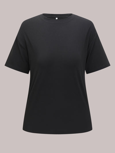 Solid Crew Neck T-shirt, Casual Short Sleeve Loose T-Shirt For Spring & Summer, Women's Clothing