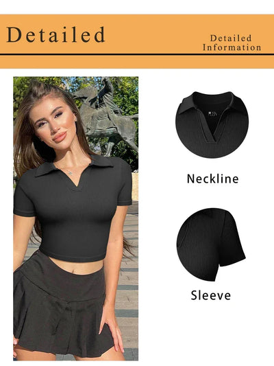 Women's T Shirt Sexy Short Sleeved Polo Shirt Casual Sports Tennis Shirt Tight Fit Fitness Yoga Top Ladies top