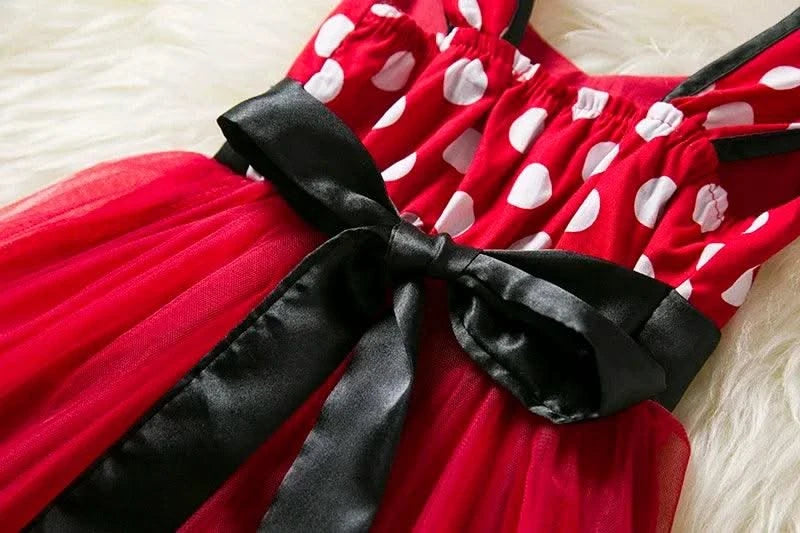 Cute Baby Girl Dress for 9M-5Yrs Children Summer Clothes Kids Minni Mouse Polka Dot Dress Girls Birthday Party Christmas Costume