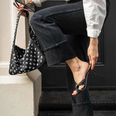 Fashionable Studded Purses Shoulder Hobo Bag Punk Women Small Shouder Purse Vegan Leather Designer Handbags Streetwear