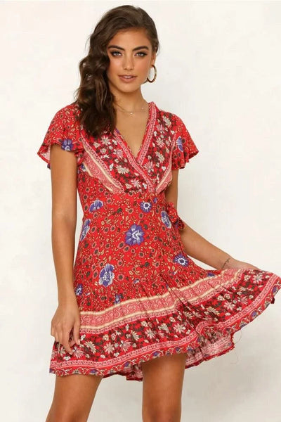 Elegant Women's Dresses Summer Bohemian Dress Vestidos Curtos Mujer Kadın Elbisesi Yazlık Kısa Elbiseler Midi Elbiseler Robe Ete