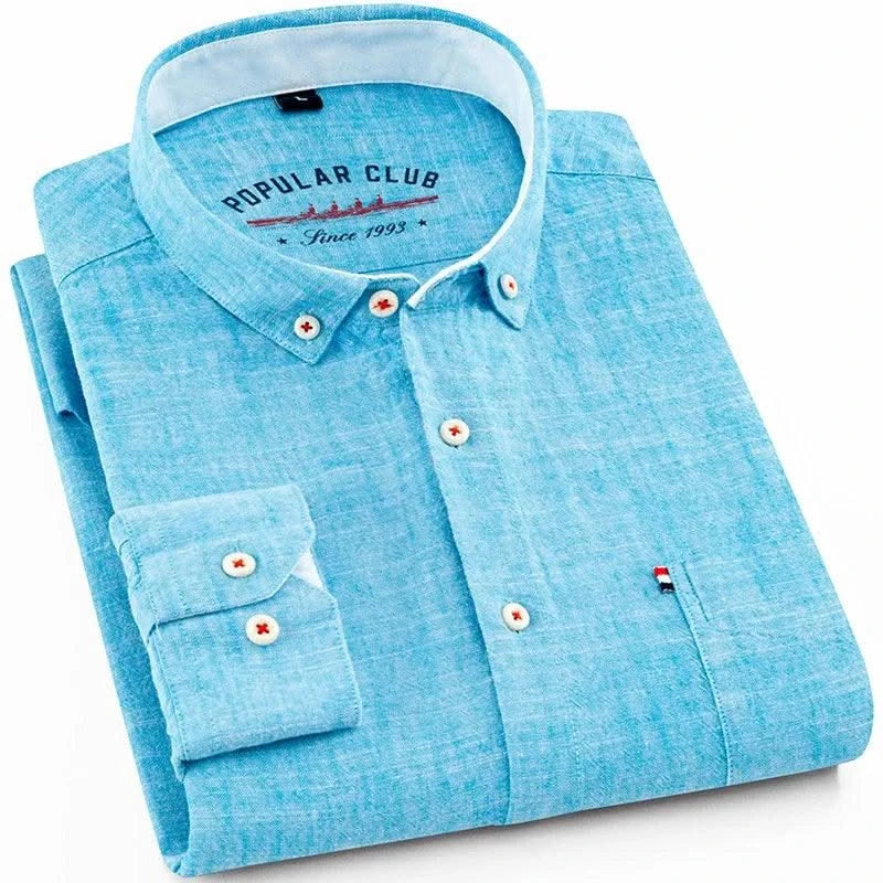 Mens Classic Cotton Linen Long Sleeve Shirts Japanese Style Comfortable Breathable Casual Fashion Slim Button Down Washed Shirts