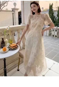 Women Maxi Chiffon Dress Summer Bohemian Rabbits Flower Porcelain Print Clothing Floor Length Flare Sleeve Long Vestidos