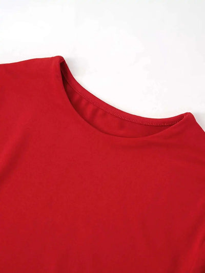 Sexy red ruffles crop top t shirt women birthday party