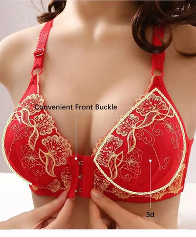 Lace Embroidery Bra Women Front Closure Underwear Wireless Bras Lady Push Up Brassiere Breathable Thin Female Bralette Lingerie