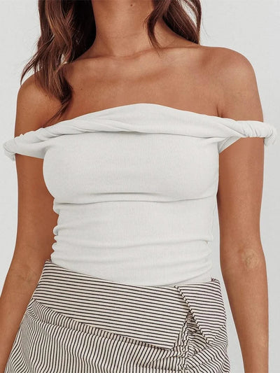 Women Twisted Off Shoulder Tank Tops