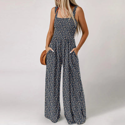 Summer Sexy Sling Jumpsuits Women'S Fashion Printed Loose Pencil Pants Casual Streetwear Elegant Party Female Spaghetti Rompers