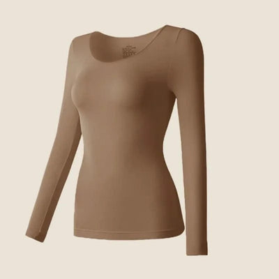 Women Thermal Underwear Long Sleeves Bottoming Shirt Pullover Elastic Casual Solid Top