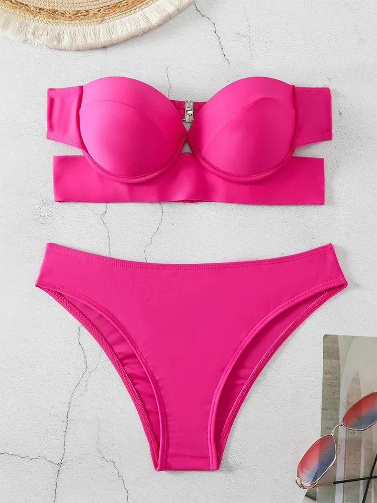 2025 Woman Separate Swimsuit Beach Outfits High Waist Sexy Bikini Set 2 Pieces Plus Size Bathing Suit Feminine Women's Swimwear