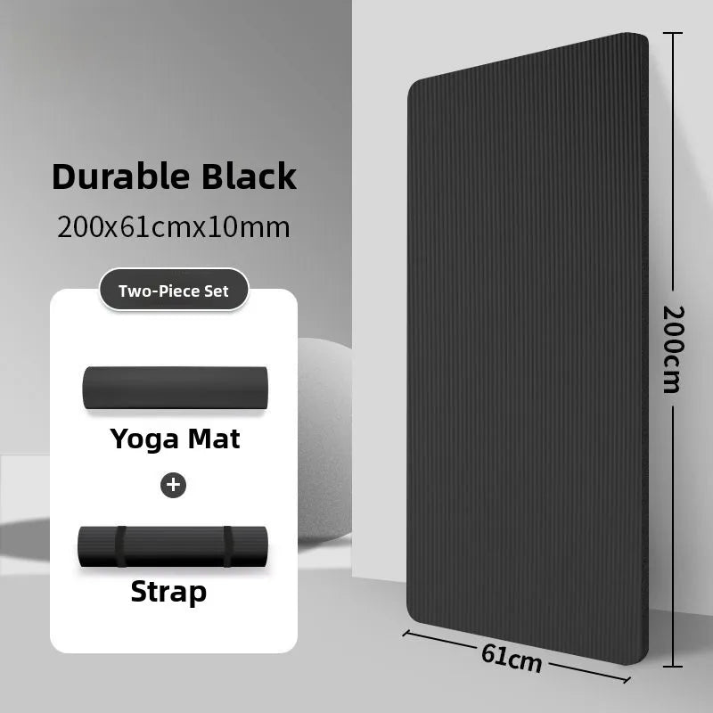 Men's Fitn Yoga Mat Thiened 20mm Wide Long Anti-slip Sports Yoga Mat Home Use Exercise Equipment l Rubber Pure Color