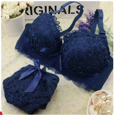 Women Wireless Sexy Bra Set Low Waist Panties Nonwire Bralette Lingerie Set Soft Brassiere Female Fashion Underwear Big Size Set