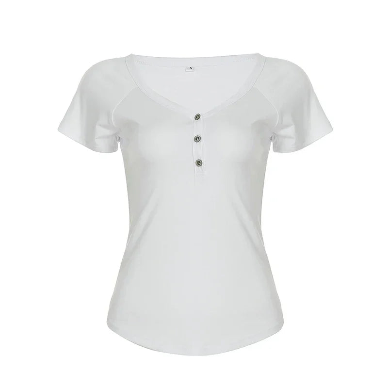 Korean Style Stripe Patchwork Women T-Shirts Short Sleeves Slim Fit Simple Causal Office Lady Clothing