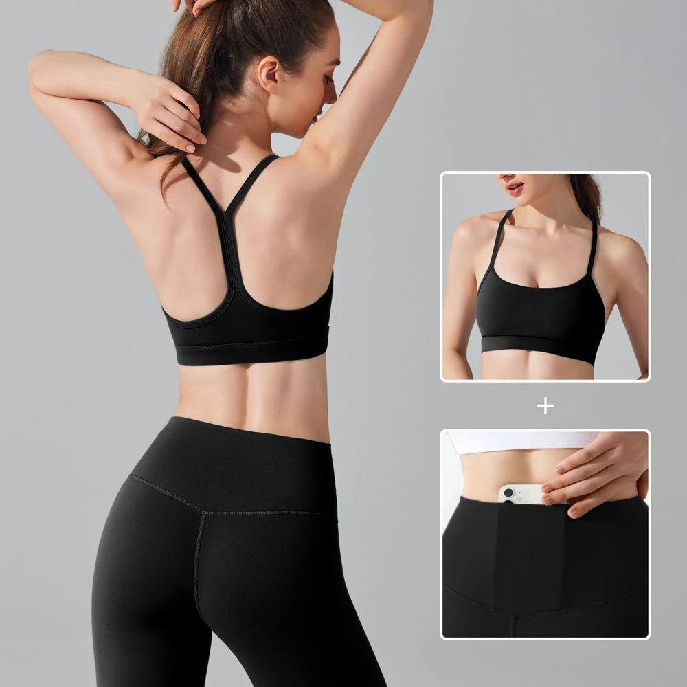 Women's Matching Activewear Set Sports Bra & High Waist Leggings 2-Piece Workout Outfit Gym Clothes for Yoga, Running & Fitness