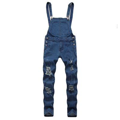 Men's Spring and Autumn Jeans, New Style Retro Casual All-match Ripped Dungarees, Fashionable High Street Trendy Brand Dungarees