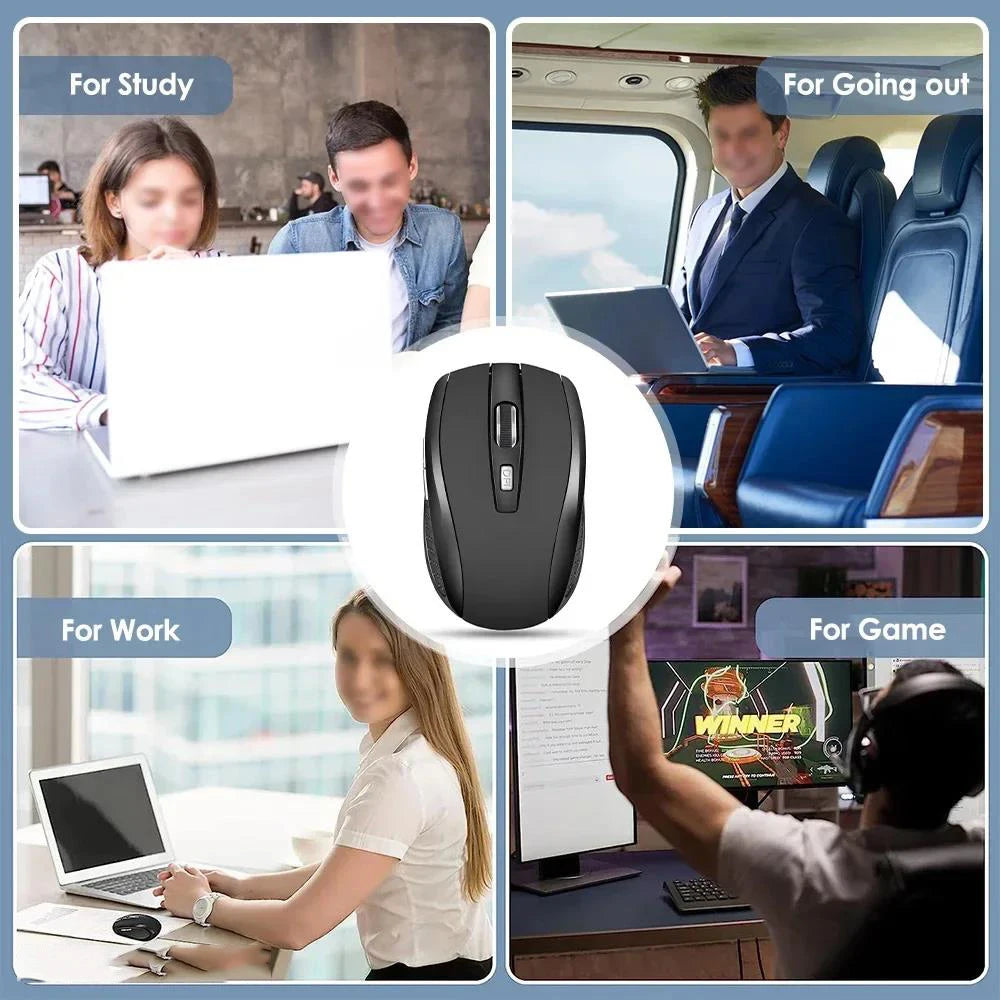 Wireless Mouse Ergonomics Mouse 2.4GHz USB Portable Mobile Optical Office Mouse Adjustable 1600DPI Levels For PC Laptop Computer