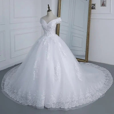 Shoulder Wedding Dress Light Appliques Pearls Lace Fashion Wholesale Cheap Simple Bride Dress Vestidos De Novia Customized