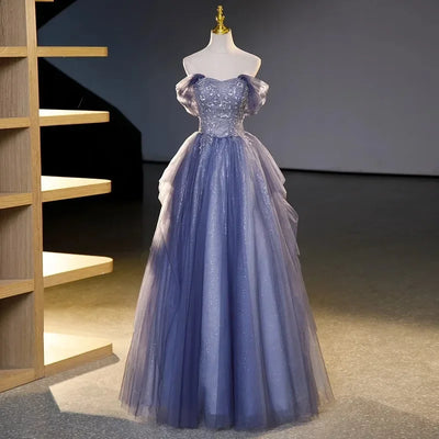 French Style Off Shoulder Wedding Dresses For Bride Gowns Princess Ball Gown Slim Waist Sequined Luxury Shinny Evening Dress